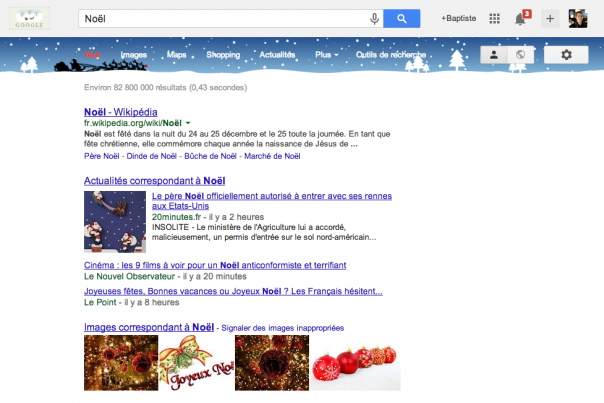 Google : Easter egg de Noël
