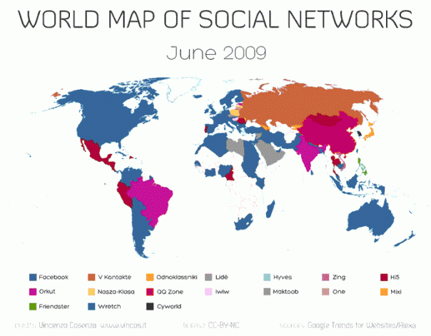 Carte du monde médias sociaux
