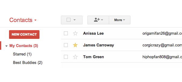 Gmail & Android : Contacts favoris