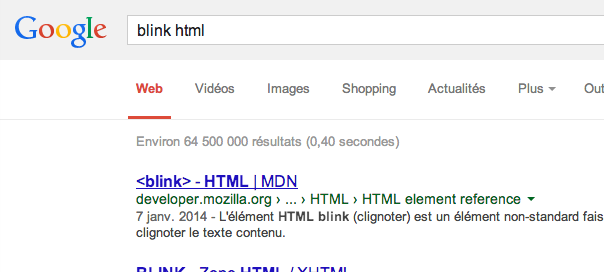 Google : Easter egg - blink html