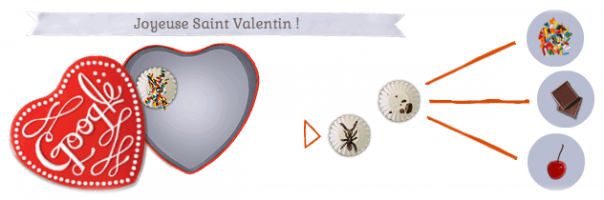 Google : Doodle Joyeuse Saint Valentin - Ouverture de la boîte de chocolats