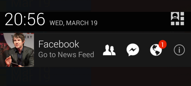 Facebook : Barre de notification Android