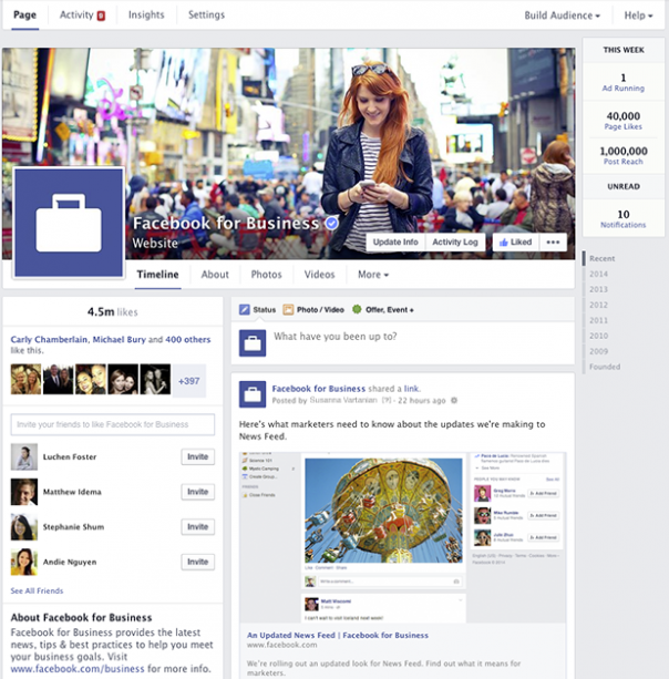 Pages Facebook : Nouveau design