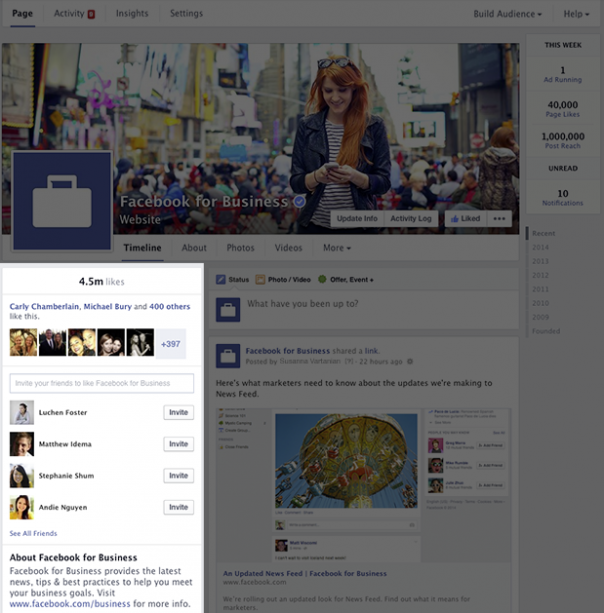 Pages Facebook : Nouveau design - Informations