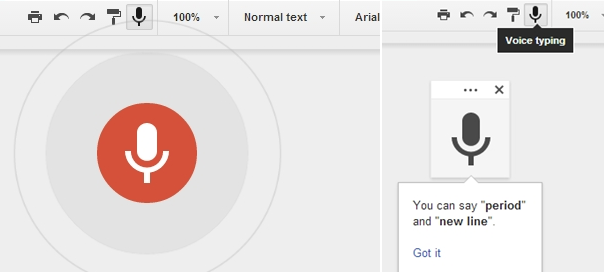 Google Drive : Dictée de documents par reconnaissance vocale