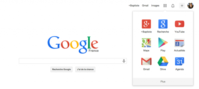 Google : Menu de navigation