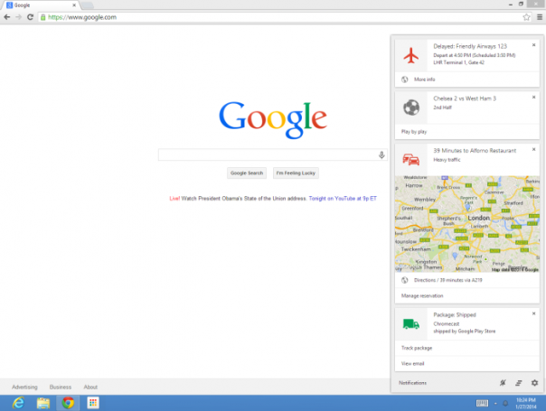 Google Now dans Google Chrome