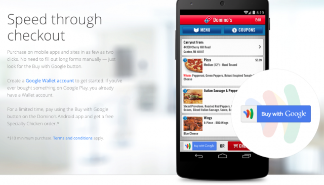 dominos pizza google wallet