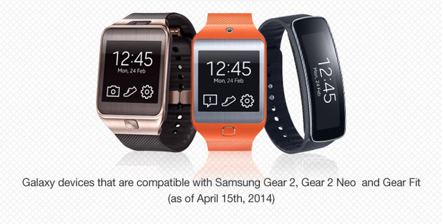 appareils compatibles samsung gear