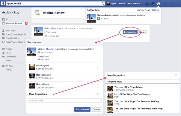 Facebook Recommandations