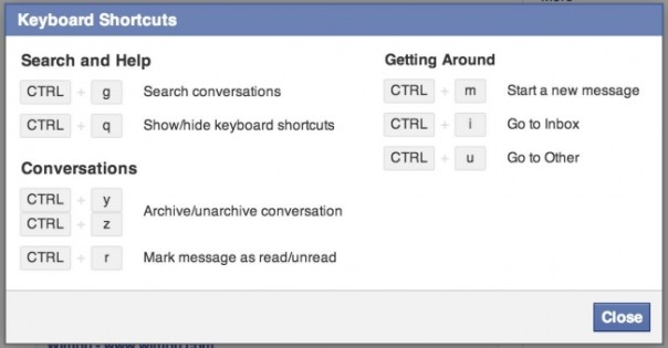 Facebook : Raccourcis clavier