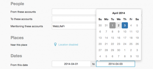 Twitter : Recherche par date