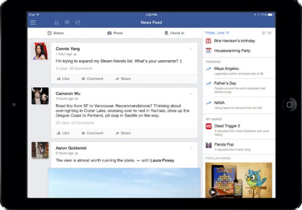 Update Facebook iPad