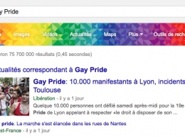 Google : Gay Pride 2014, le menu de recherche en couleurs Google : Gay Pride dans les SERPS