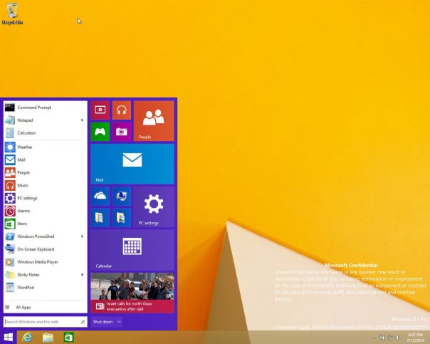 Windows 9 : Menu démarrer