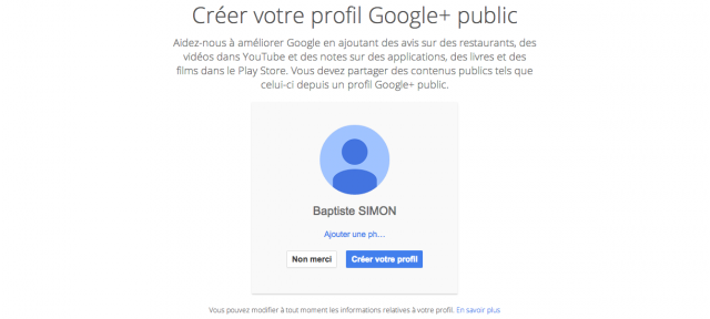 Google Plus : Compte facultatif