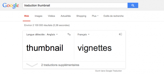 Google Traduction : OneBox cards