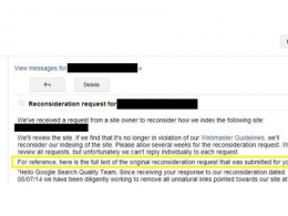 Google Webmaster Tools : Archive des demandes de reconsidération