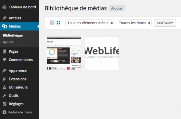 WordPress 4 : Bibliothèque de médias