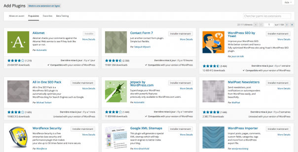 WordPress 4 : Gestionnaire d'extensions