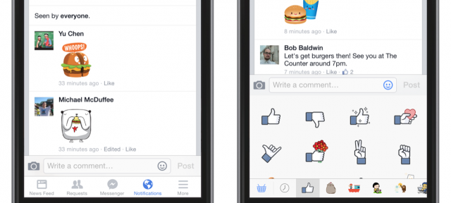 Facebook : Autocollants dans les commentaires