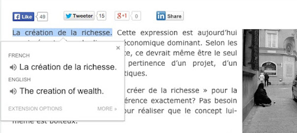 Google Chrome : Extension de traduction