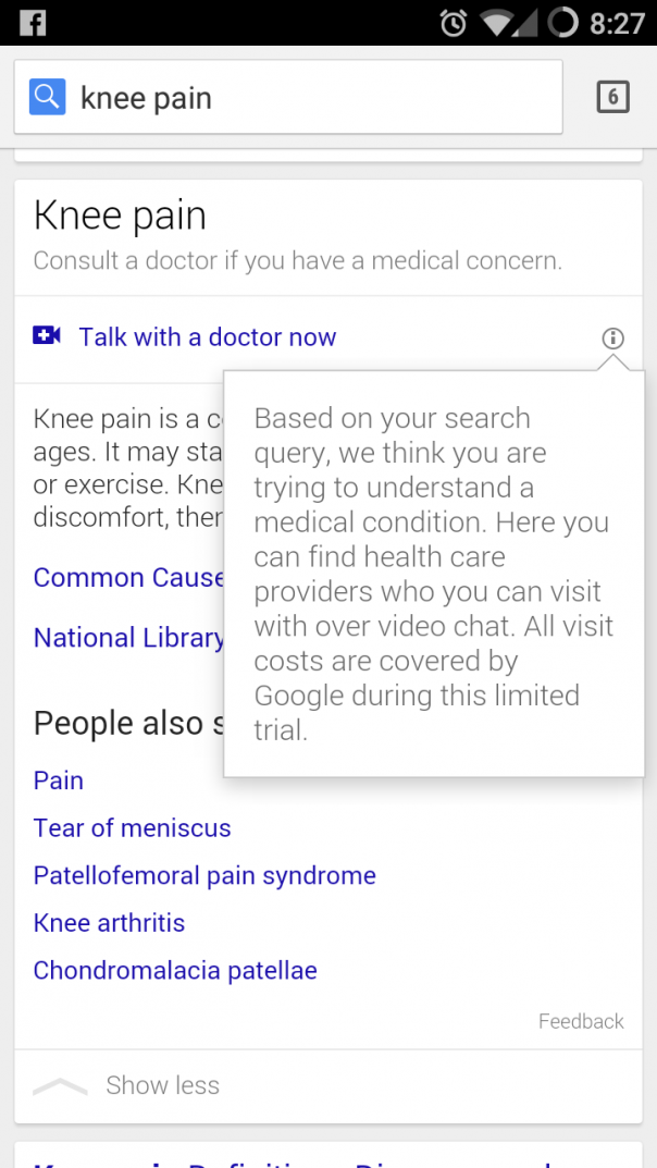 Google : Consultation avec un docteur