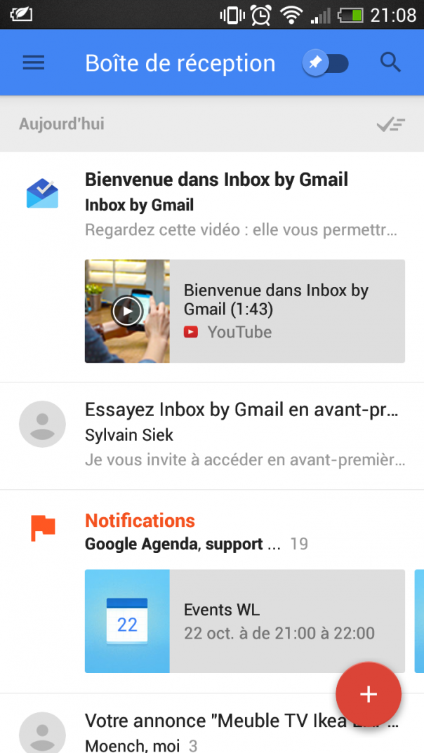 Google Inbox : Application mobile