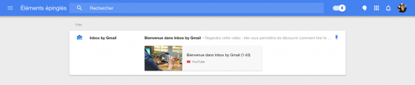 Google Inbox : Eléments épinglés