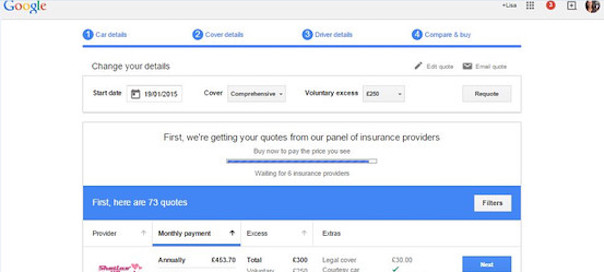 Google : Comparateur d'assurances