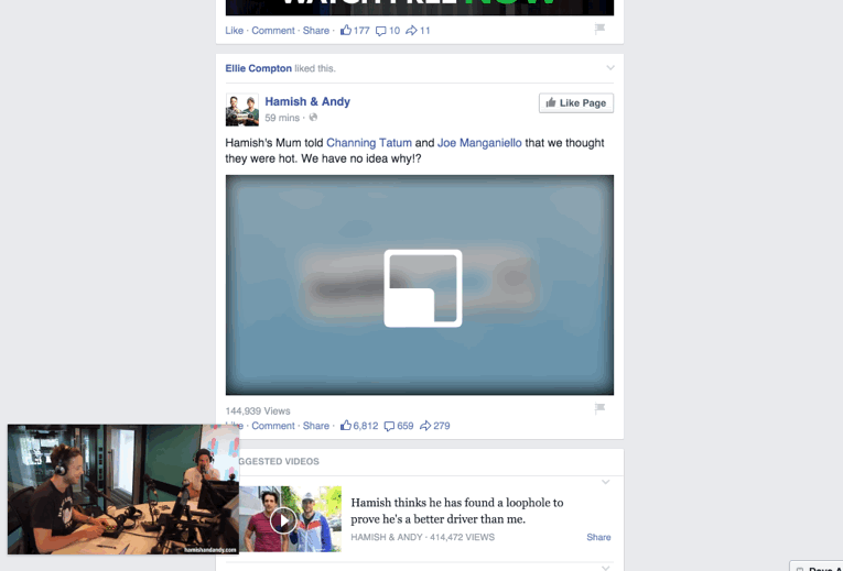 Facebook : Vidéo flottante
