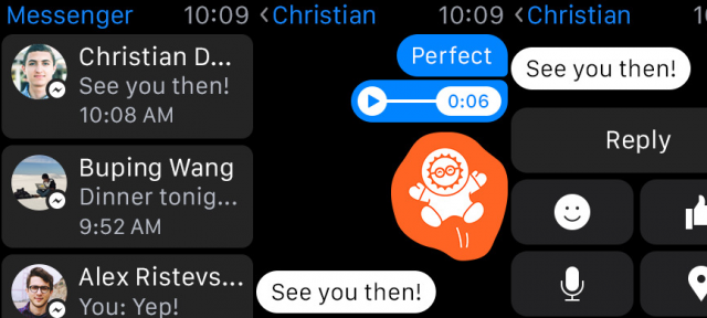 Facebook Messanger : Application Apple Watch