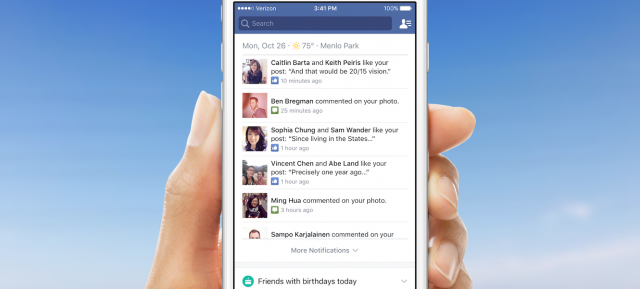 Facebook : Onglet de notifications