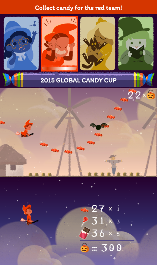 Google : Doodle Halloween 2015 - Equipe rouge