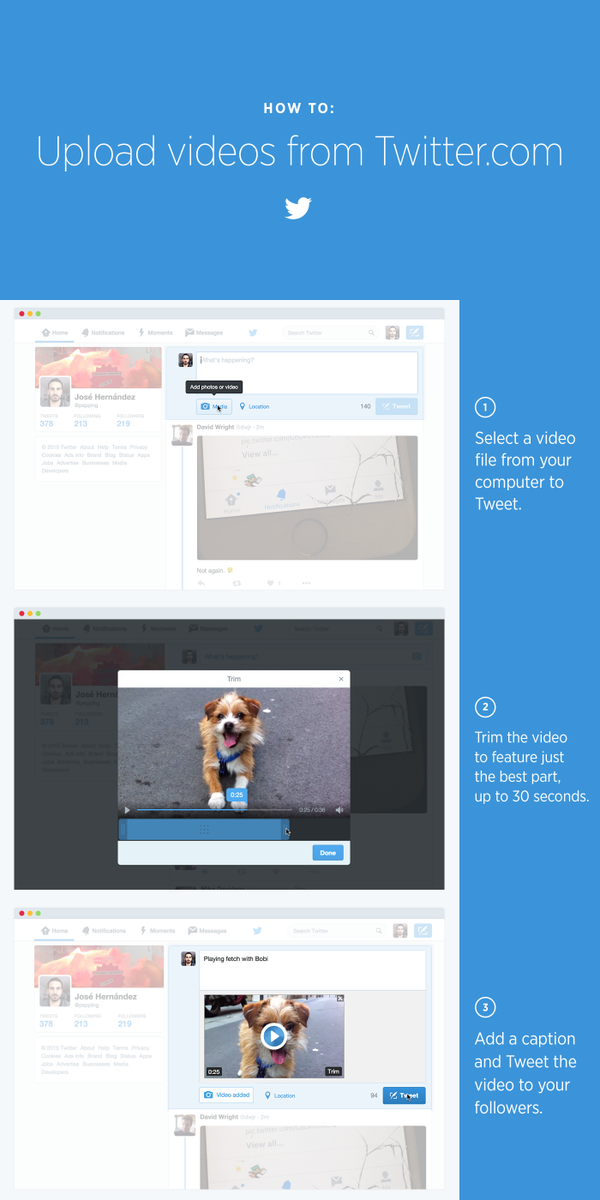 Twitter : Etapes de l'upload de vidéos
