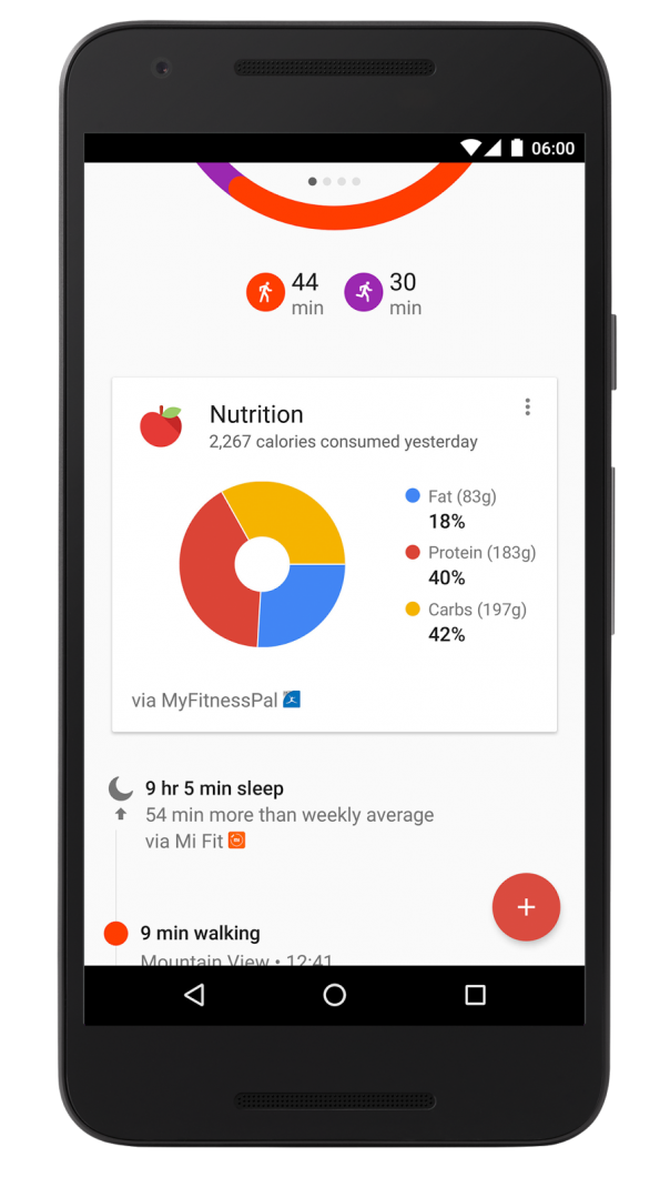 Google Fit : Nutrition & nuit