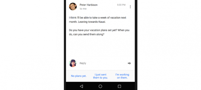 Google Inbox by Gmail : Réponses intelligentes
