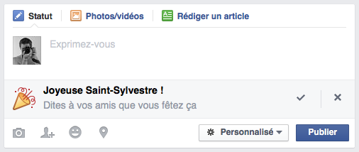 Facebook : Joyeuse Saint-Sylvestre - Statut