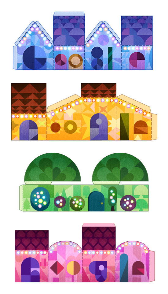 Google : Doodle Joyeuses fêtes - Papercraft