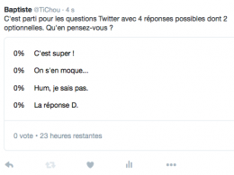 Twitter : Questions à 4 responses