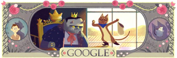 Google : Doodle Charles Perrault - Le Maître chat ou le Chat botté