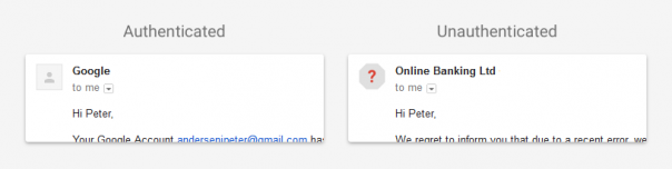 Gmail : Alerte de mail non-authentifié