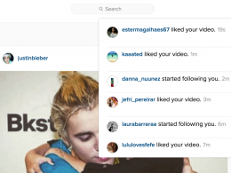 Instagram : Notifications sur le site web