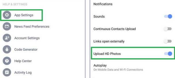 Upload photos HD Facebook