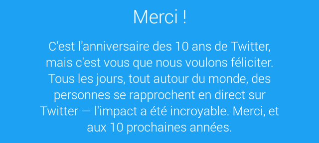 Twitter : Anniversaire des 10 ans