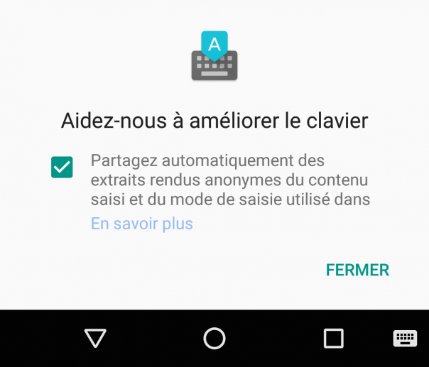 Clavier Google : Partage des informations