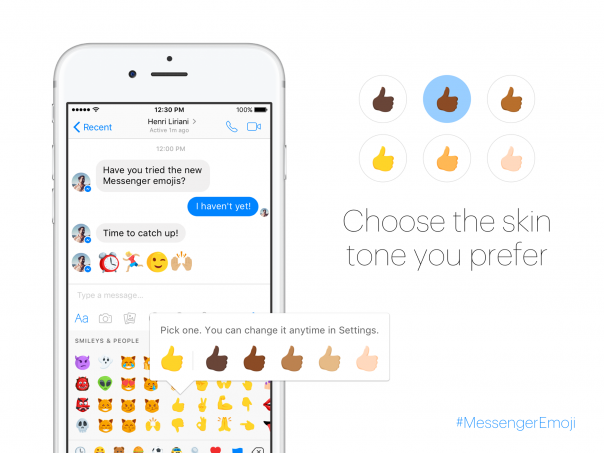 Facebook Messenger : Emojis couleurs de peau