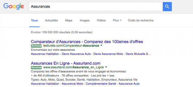 Google AdWords : Etiquettes vertes