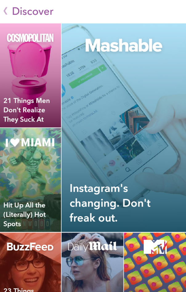 Interface Discover Snapchat