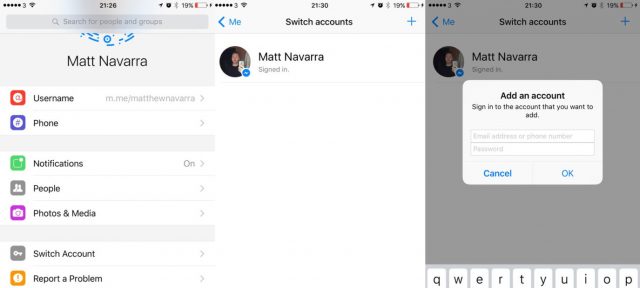 Facebook Messenger : Multicompte sur iOS